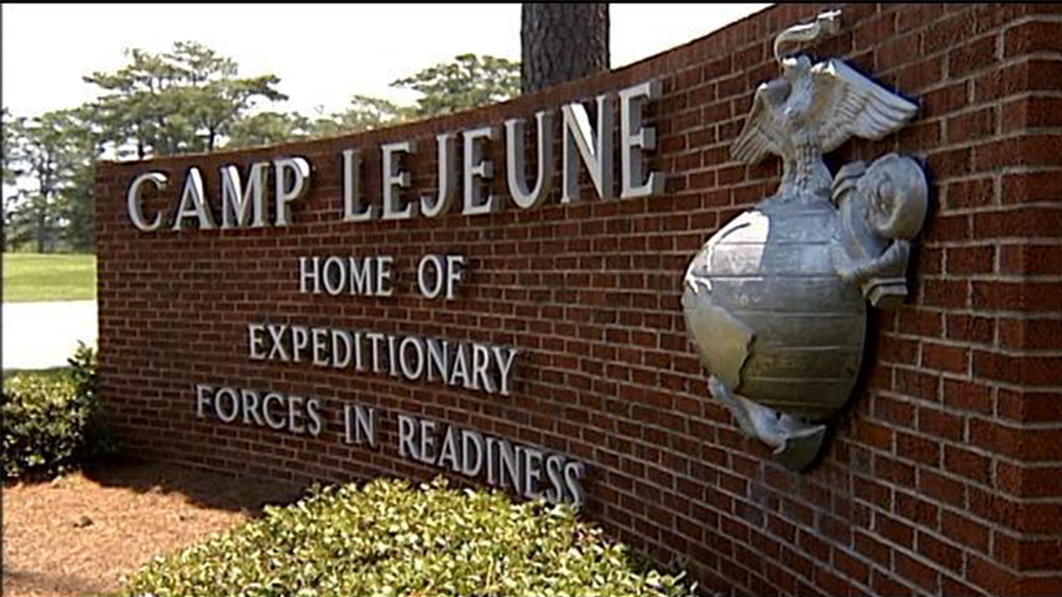 camp lejeune brick wall sign