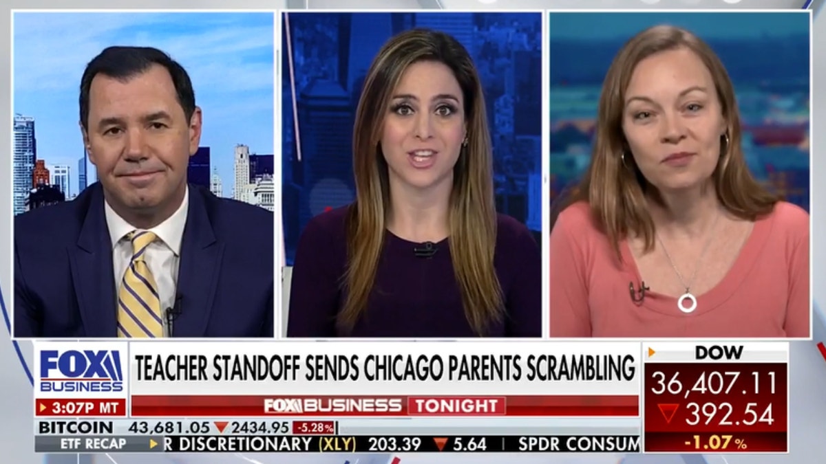 Joe Concha (left) and Carrie Lukas (right) join FOX Business' Jackie DeAngelis on 'FOX Business Tonight' (FOX Business)