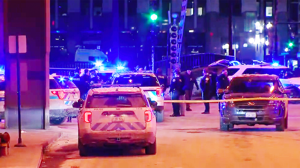 Chicago Police cars at scene of crime
