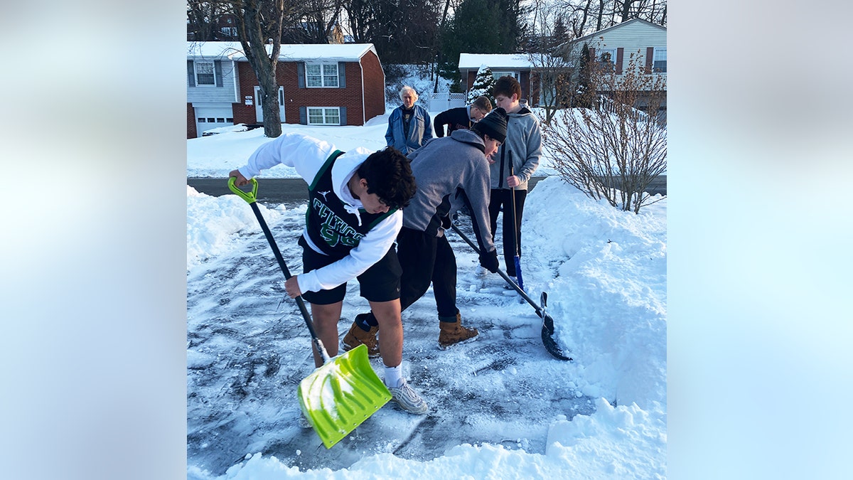 About 40 high school football players shoveled driveways on Monday, DeLallo told Fox News Digital. 