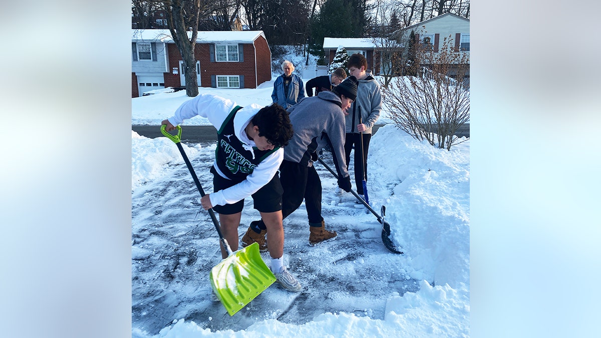 About 40 high school football players shoveled driveways on Monday, DeLallo told Fox News Digital.
