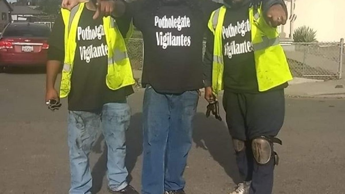 David Marsteller with two members of the "PotholeGate Vigilantes."