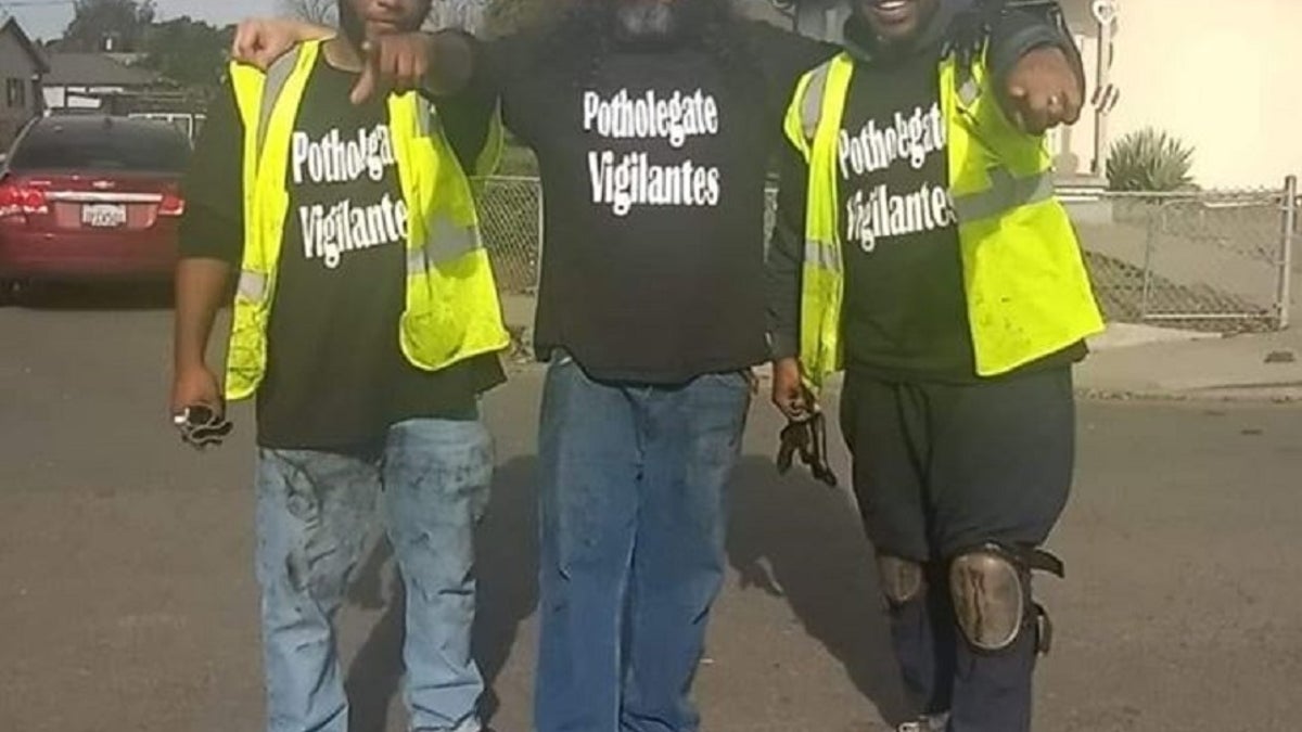 David Marsteller with two members of the "PotholeGate Vigilantes."