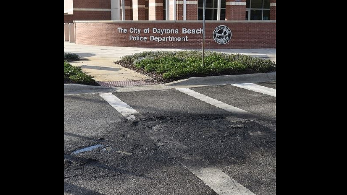 The vehicle fire -- which resulted in a 55-year-old man's death -- happened in the parking lot of the Daytona Beach Police Department headquarters early this morning. (Daytona Beach Police Department )