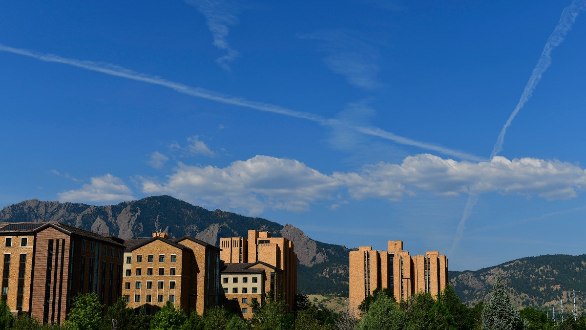 Cloud striations form above Williams Village East dormitory at University of Colorado Boulder while incoming freshmen move in on August 18, 2020 in Boulder, Colorado. (Photo by Mark Makela/Getty Images)