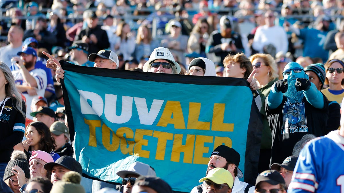 Jaguar fans during the game against the Buffalo Bills on Nov. 7, 2021, at TIAA Bank Field in Jacksonville, Florida.