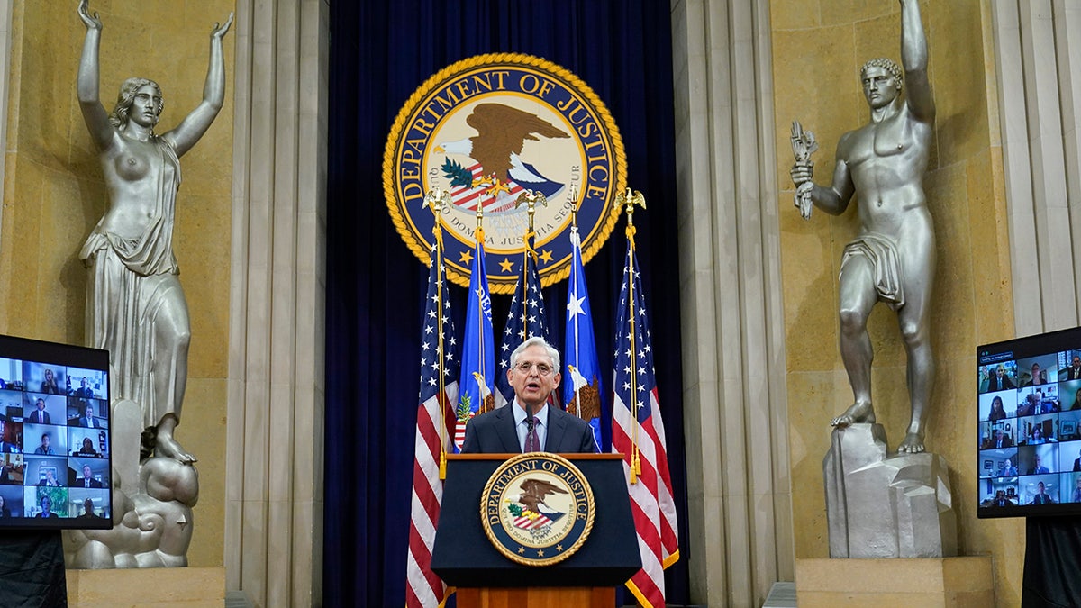 U.S. Attorney General Merrick Garland speaks at the Department of Justice on January 5, 2022 in Washington, DC.