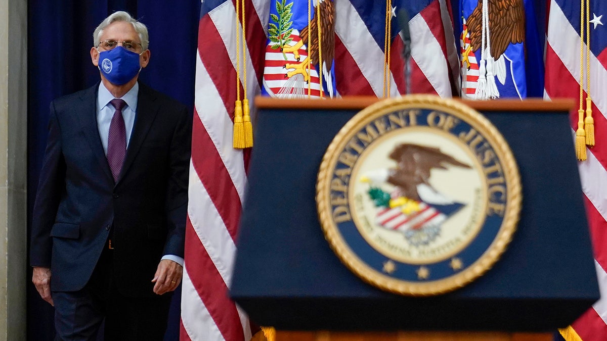 U.S. Attorney General Merrick Garland arrives to speak at the Department of Justice on January 5, 2022, in Washington, DC.