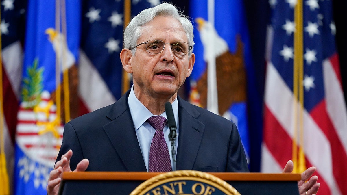 U.S. Attorney General Merrick Garland speaks at the Department of Justice on Jan. 5, 2022, in Washington, D.C. Garland addressed the Jan. 6, 2021, attack on the U.S. Capitol.
