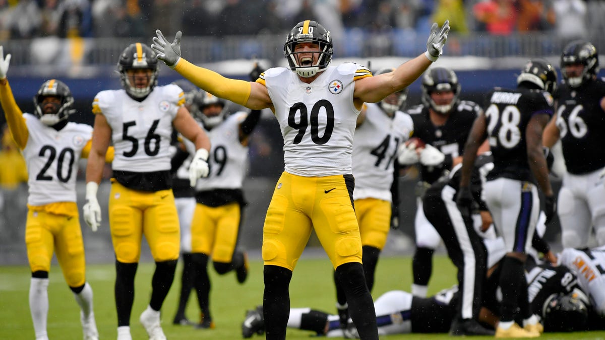 TJ Watt cheers after a sack in the first quarter
