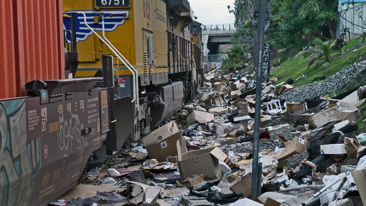 Thieves stole from Los Angeles train packages leaving trail of debris