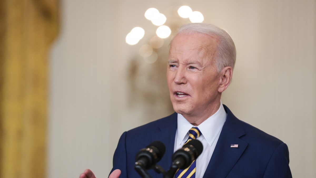 President Joe Biden speaks during a news conference in the East Room of the White House in Washington, D.C., U.S., on Wednesday, Jan. 19, 2022. Photographer: Oliver Contreras/Sipa/Bloomberg via Getty Images