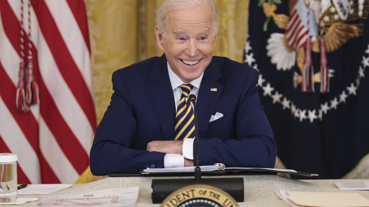 President Biden speaks while hosting the National Governors Association meeting in the East Room of the White House in Washington, D.C., on Monday, Jan. 31, 2022.