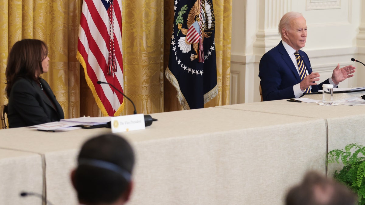 President Biden speaks while hosting the National Governors Association meeting in the East Room of the White House in Washington, D.C., on Monday, Jan. 31, 2022. 
