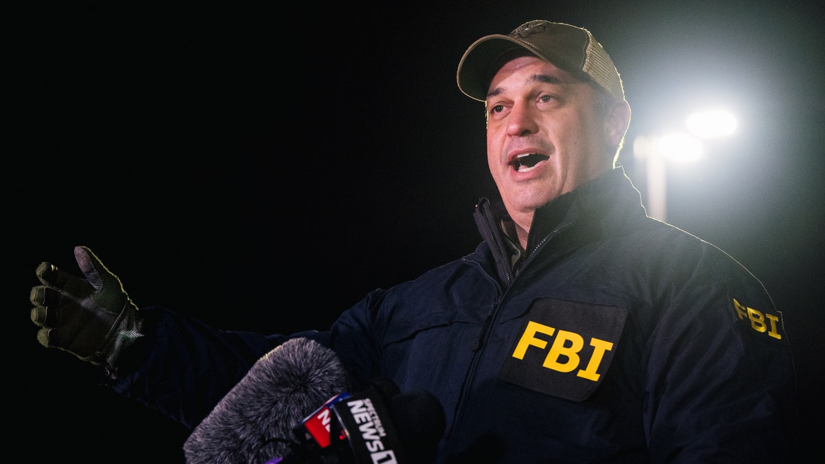 FBI Special Agent In Charge Matthew DeSarno speaks at a news conference near the Congregation Beth Israel synagogue