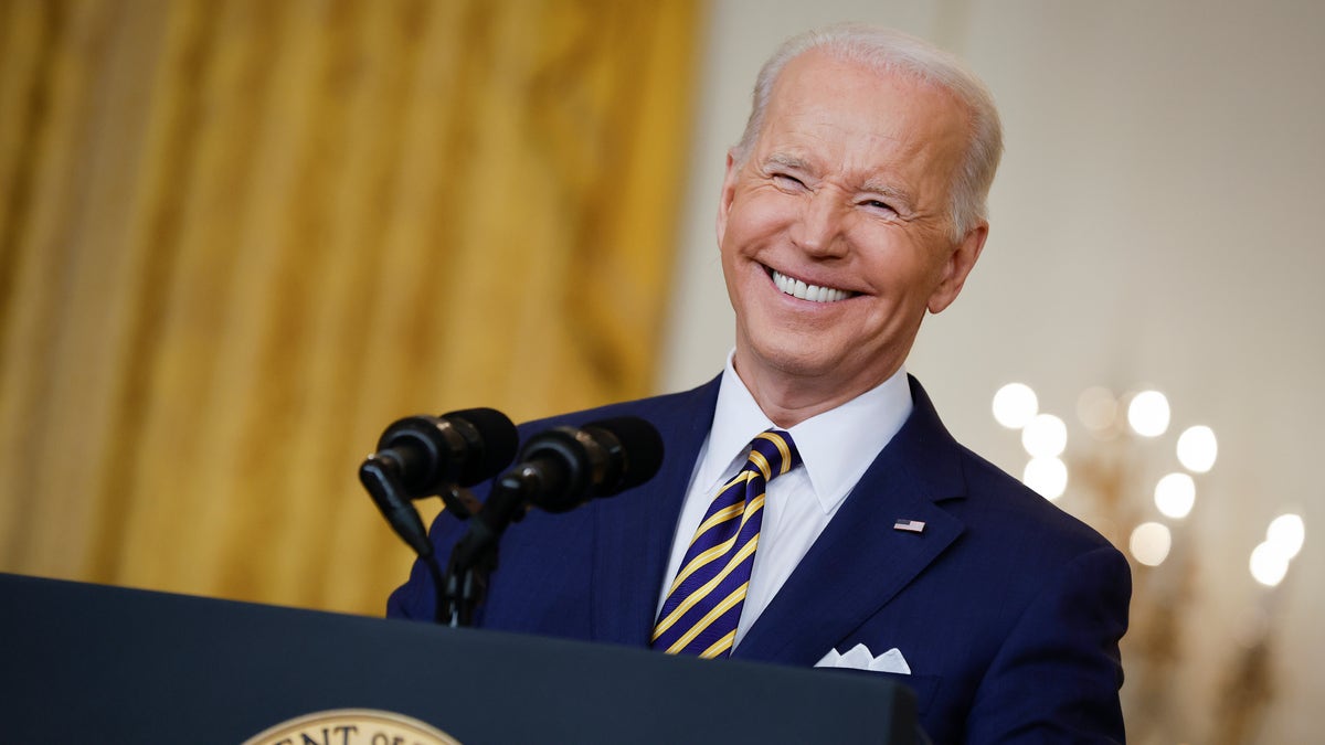 President Biden answers questions during a news conference in the East Room of the White House on Jan. 19, 2022 in Washington. (Getty Images)