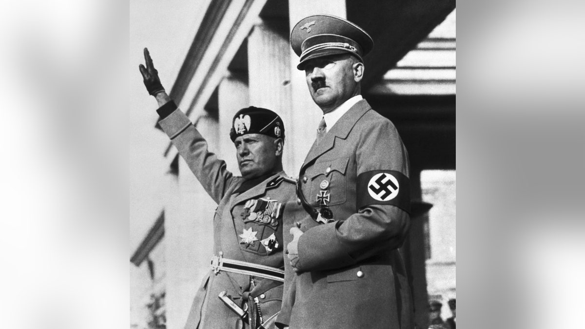 Benito Mussolini and Adolf Hilter at Nazi parade in Germany