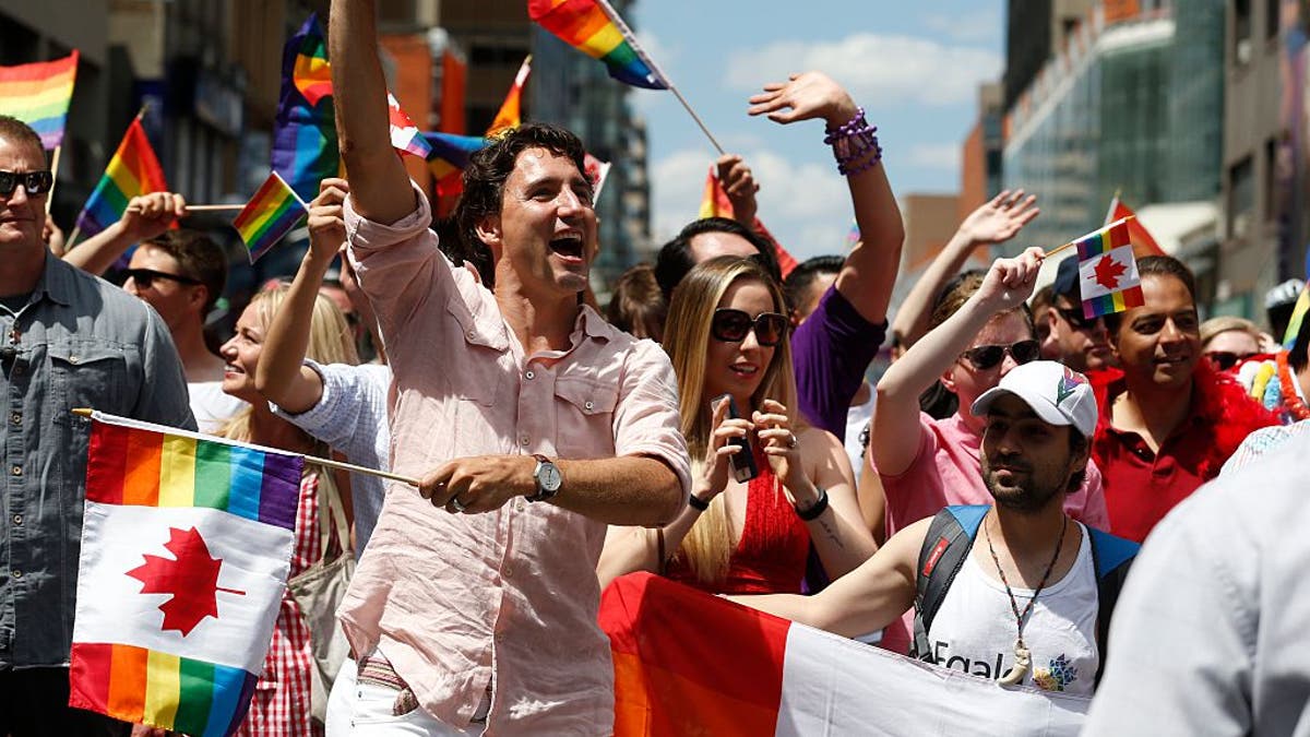 Canadian Prime Minister Justin Trudeau at Pride Parade in Toronto, Ontario