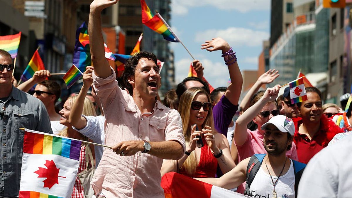 Canadian Prime Minister Justin Trudeau at Pride Parade in Toronto, Ontario