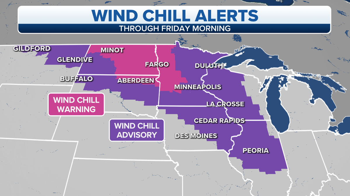 Midwest, Great Lakes wind chill alerts