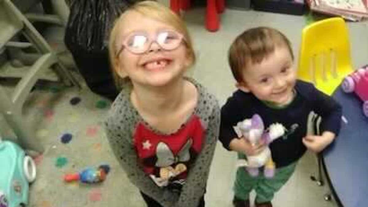 Missing Harmony Montgomery and her little brother Jamison Miller at a foster home more than two years ago