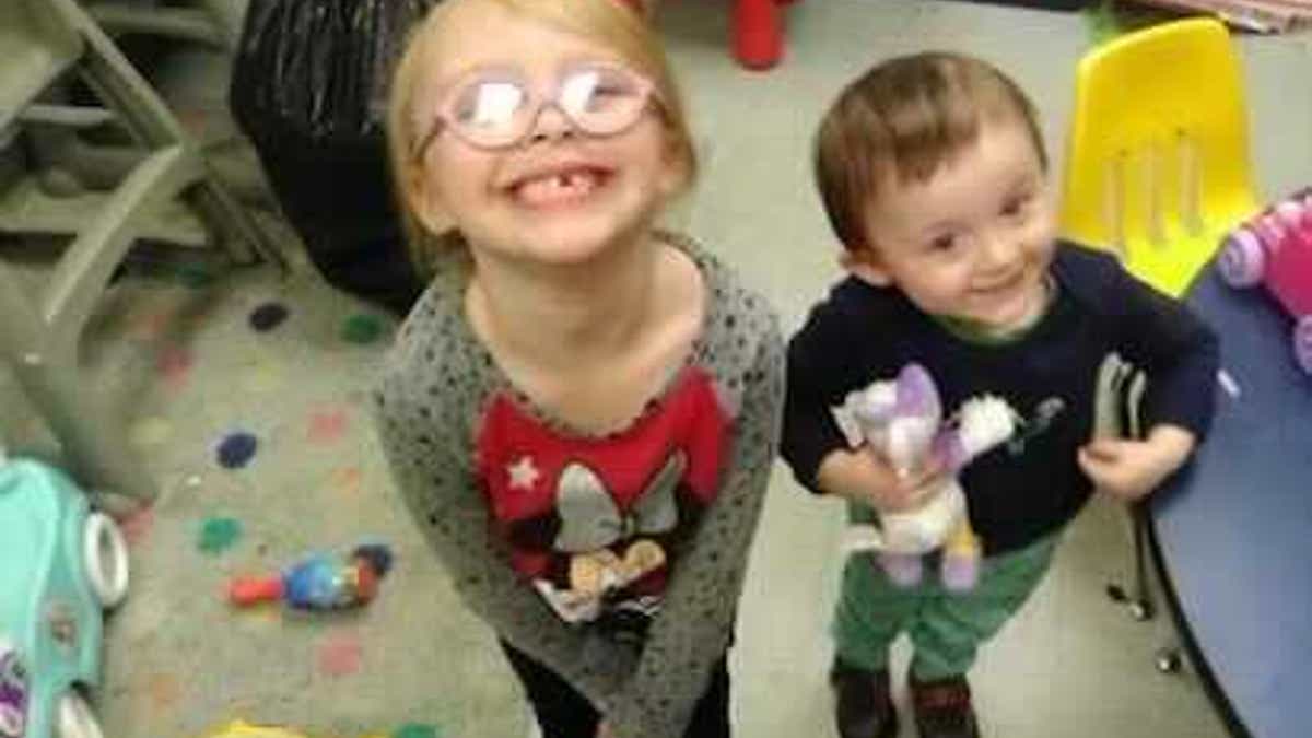 Missing Harmony Montgomery and her little brother Jamison Miller at a foster home more than two years ago