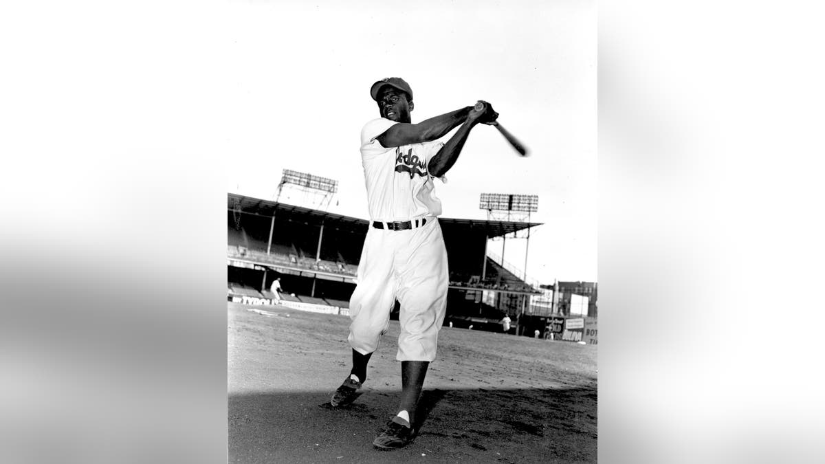 Jackie Robinson, infielder for the Brooklyn Dodgers 1951