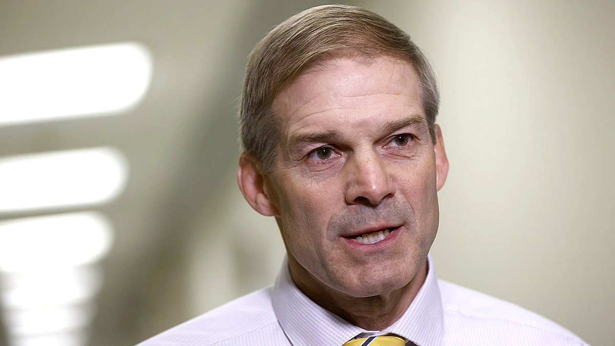Representative Jim Jordan, a Republican from Ohio, speaks to the press in the Rayburn House Office building in Washington, D.C., U.S., on Friday, June 4, 2021. 