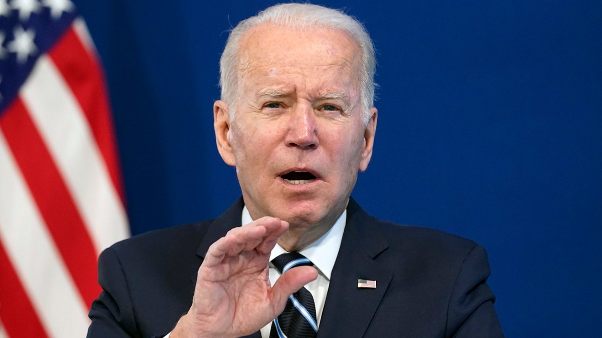 President Biden speaks about the government's COVID-19 response from the White House campus on Jan. 13, 2022.