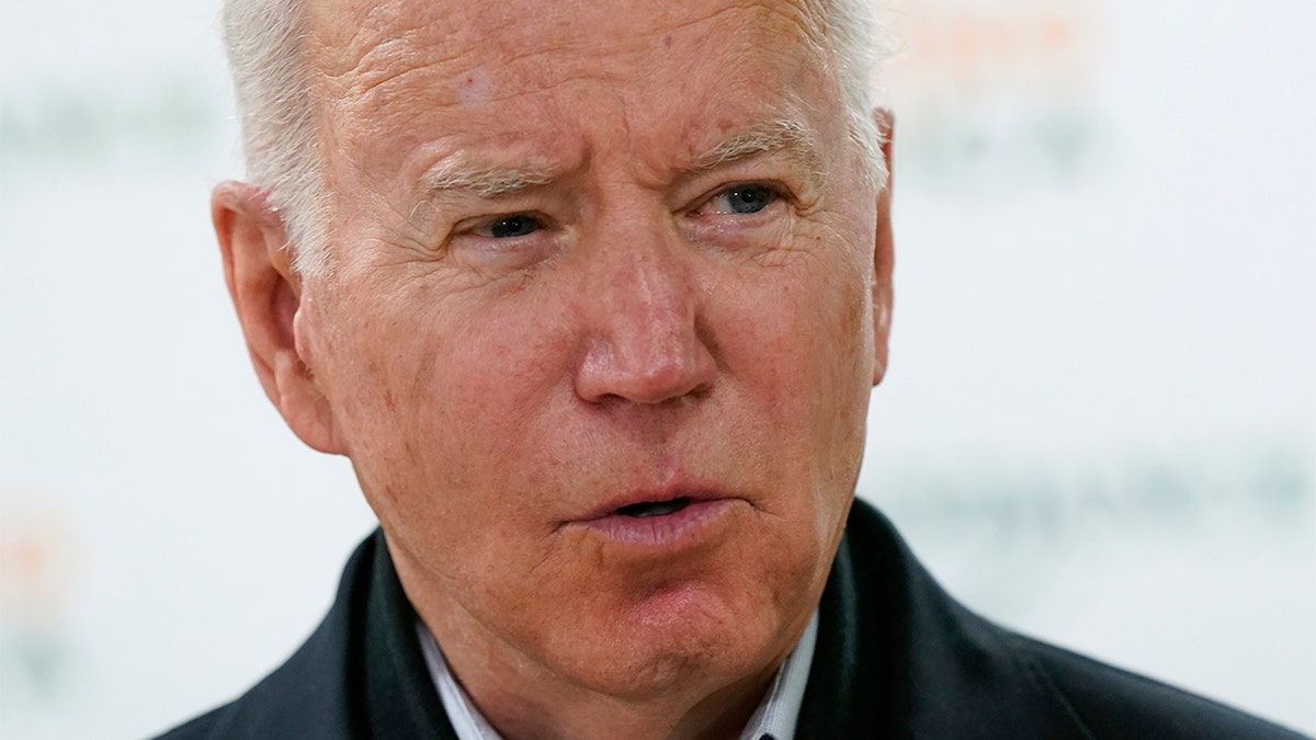 President Biden speaks with members of the press about the Texas synagogue hostage incident before volunteering with first lady Jill Biden at hunger relief organization Philabundance, Sunday, Jan. 16, 2022, in Philadelphia. (AP Photo/Patrick Semansky)