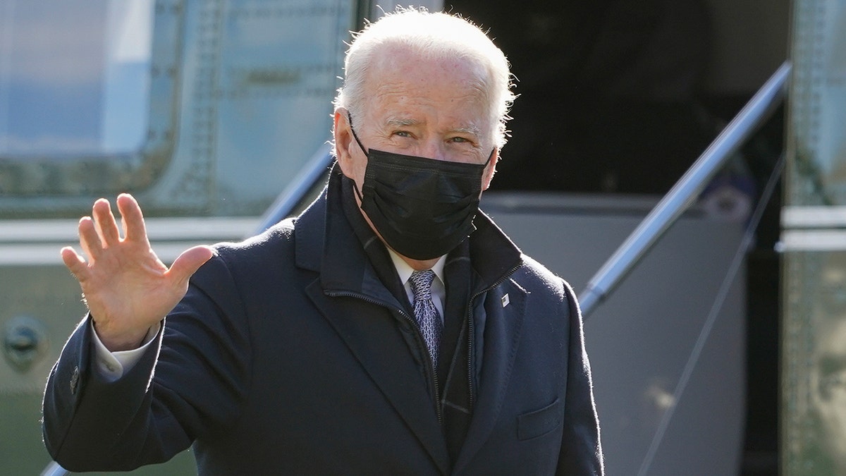 President Biden walks to the Oval Office of the White House after stepping off Marine One, Monday, Jan. 10, 2022, in Washington.