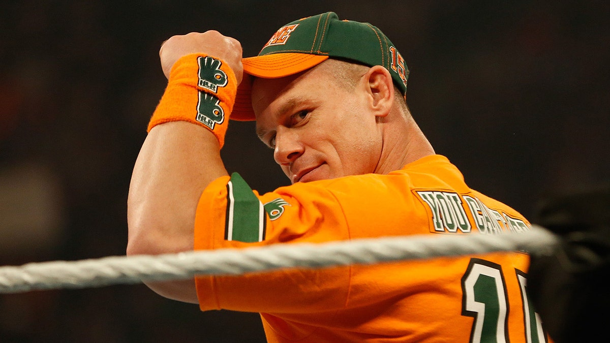 John Cena enters the ring at the WWE SummerSlam 2015 at Barclays Center of Brooklyn on Aug. 23, 2015, in New York City. 