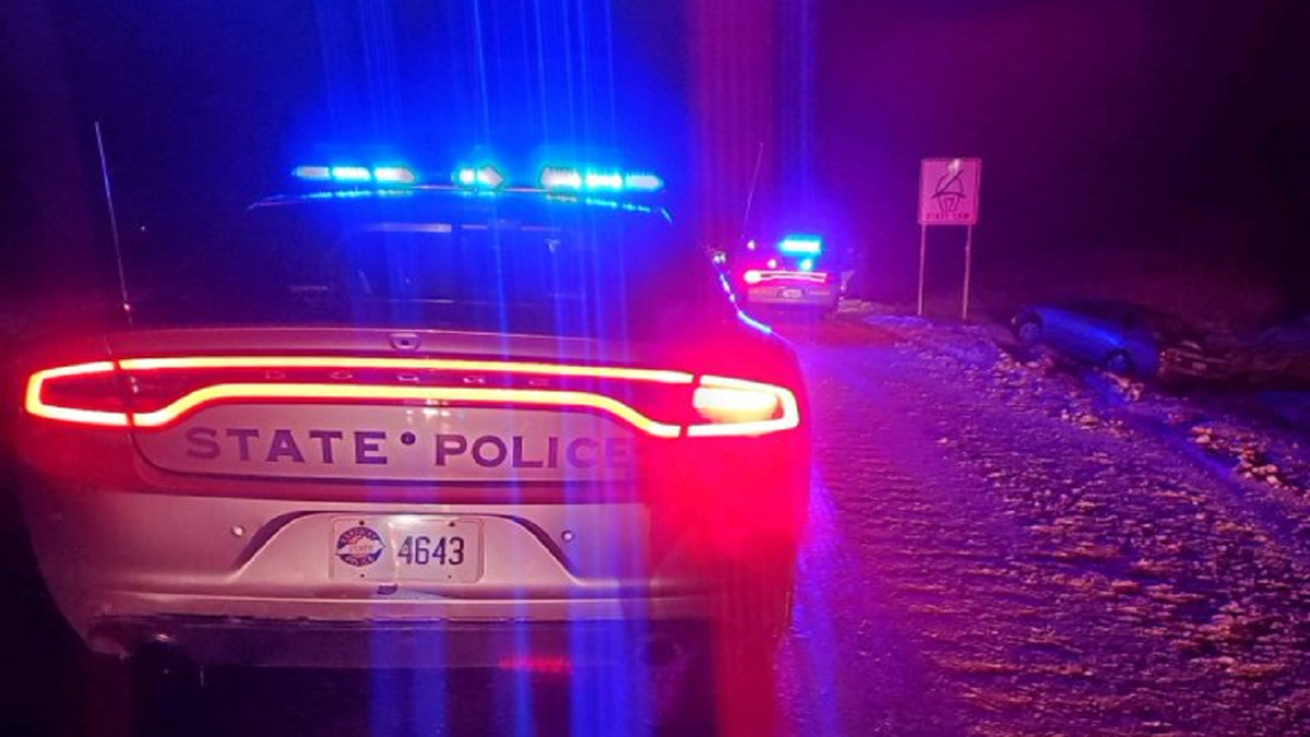 In the second crash involving the Kentucky State Police Thursday, a trooper working the scene of an accident along I-69 was "struck by another car who lost control on the ice," Trooper Corey King said. (Kentucky State Police)