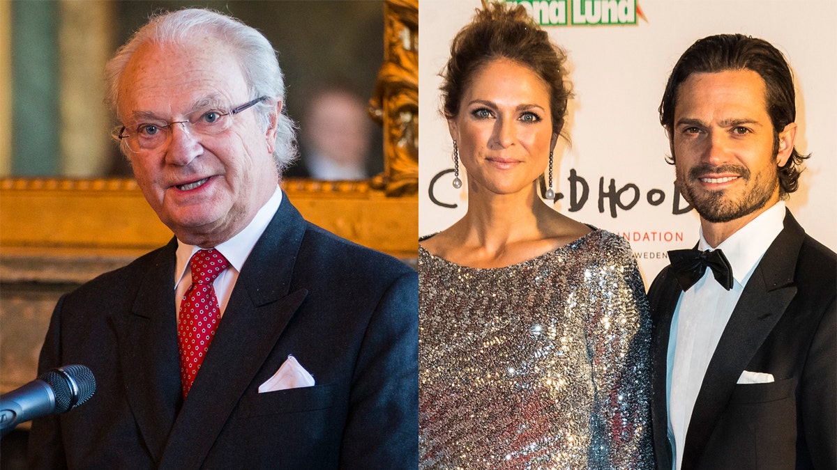 King Carl XVI Gustaf of Sweden, Princess Madeleine and Prince Carl Philip