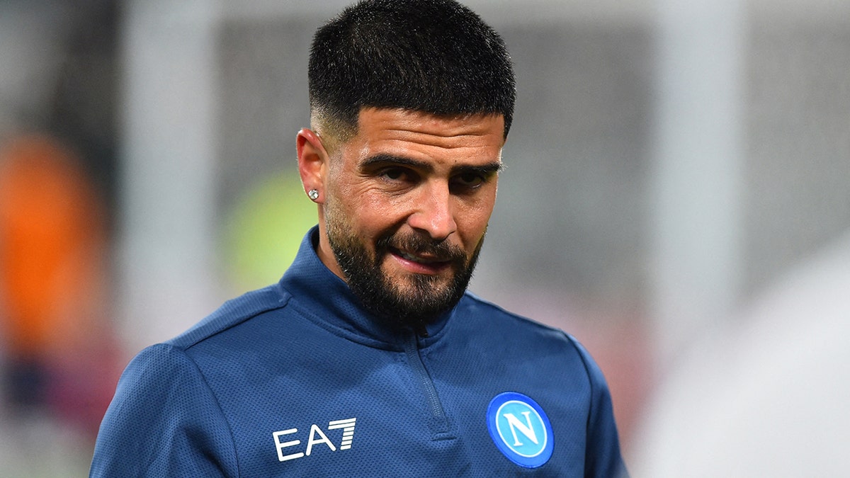 Napoli's Lorenzo Insigne during the warm up before the match.