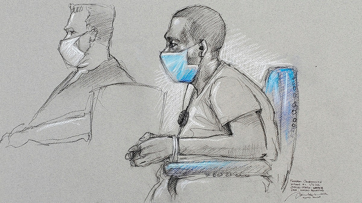 Mario Antonio Palacios, who was arrested and charged in connection with the plot to assassinate Haitian President Jovenel Moise, appears in court in Miami, Jan. 4, 2022, in this courtroom sketch.