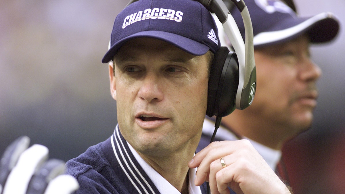Mike Riley, head coach of the Chargers, in a game versus the Seattle Seahawks at Qualcomm Stadium in San Diego, California.