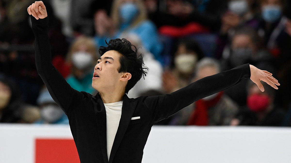 Nathan Chen competes in the men's short program during the U.S. Figure Skating Championships Saturday, Jan. 8, 2022, in Nashville, Tenn.