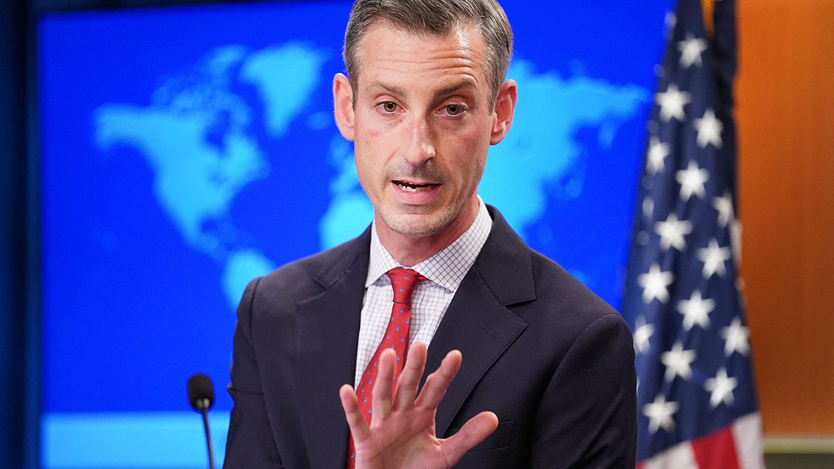 U.S. State Department spokesman Ned Price holds a press briefing at the State Department in Washington, D.C., on Jan. 25, 2022. 