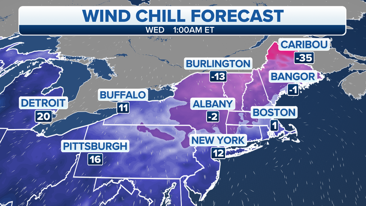 Northeast wind chill forecast