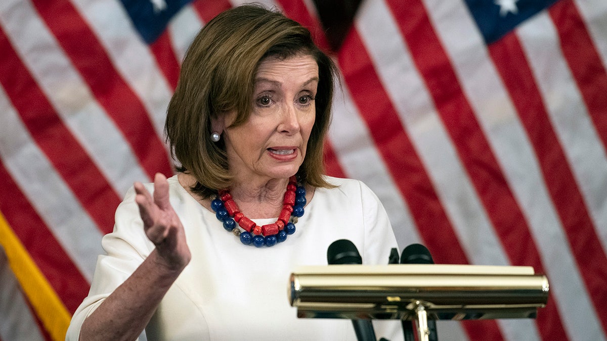 Speaker of the House Nancy Pelosi of California speaks during her weekly press conference, Jan. 20, 2022, at the Capitol in Washington.