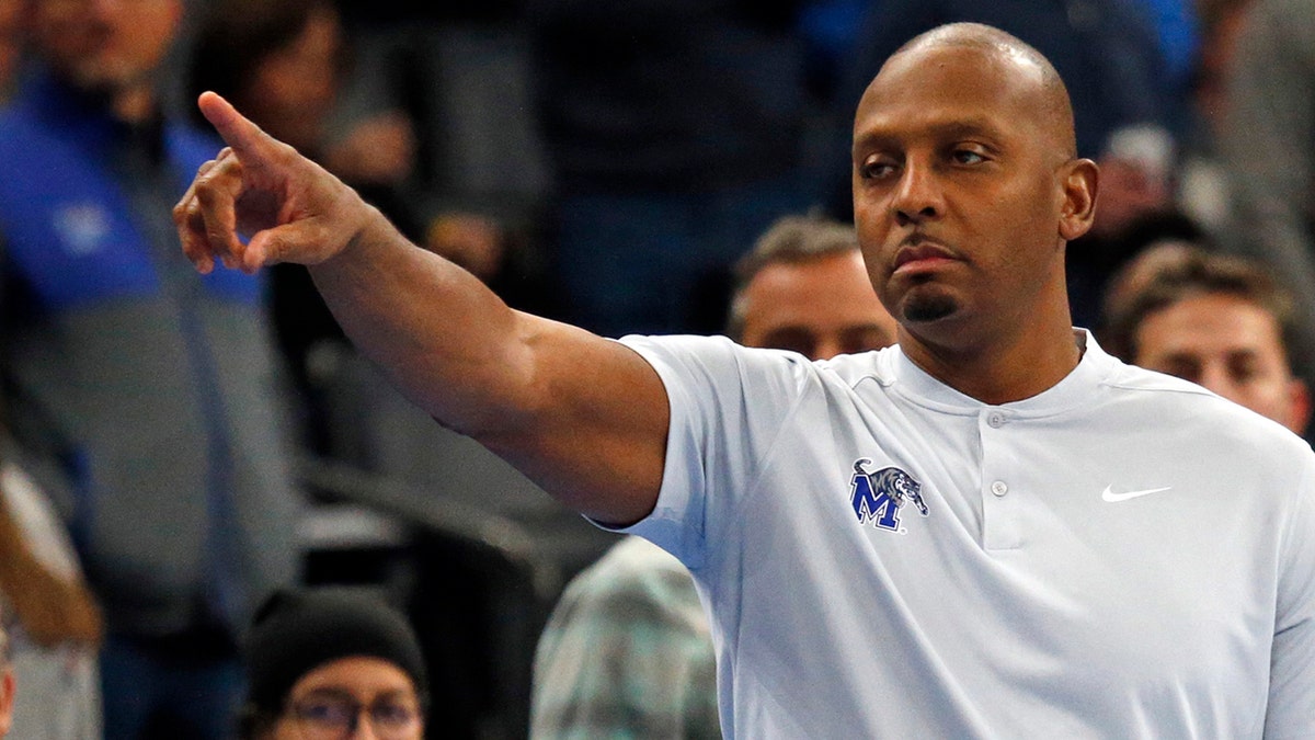 Memphis Tigers head coach Penny Hardaway gives direction during the first half against the Southern Methodist Mustangs at FedExForum on Jan. 20, 2022, in Memphis, Tennessee.