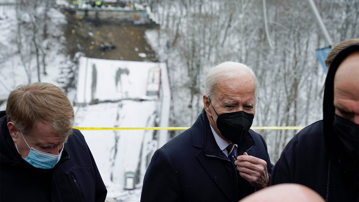 President Biden visits the site where the Fern Hollow Bridge collapsed