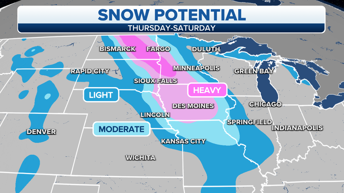 Plains, Midwest snow potential