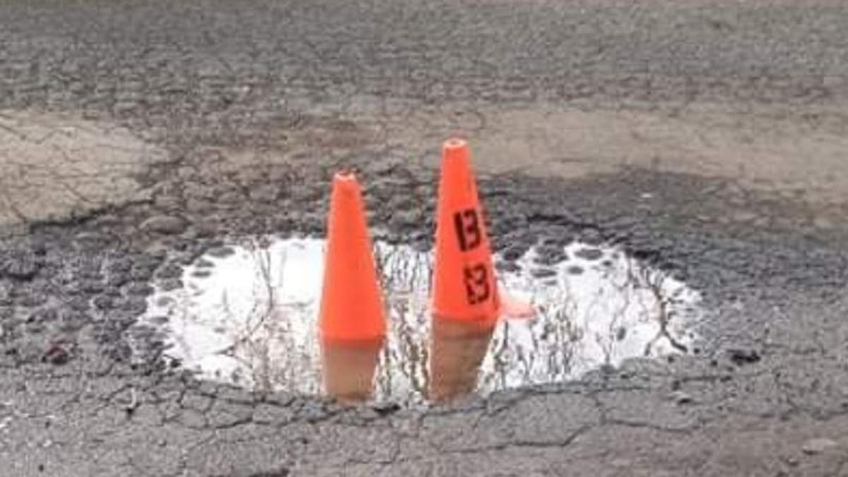 A pothole in Vallejo, California. A group dubbed the "PotholeGate Vigilantes" has taken it upon themselves to patch potholes across the city.