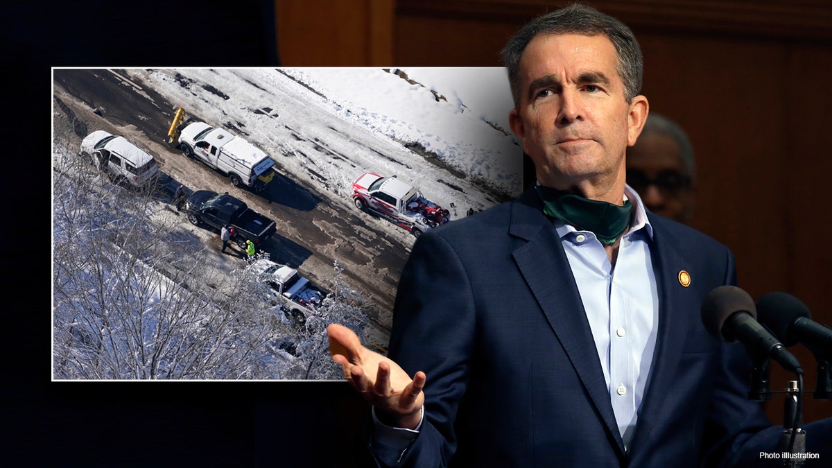 Virginia Governor Ralph Northam gestures while answering a question during his press briefing inside the Patrick Henry Building in Richmond, Va., Monday, April 20, 2020.