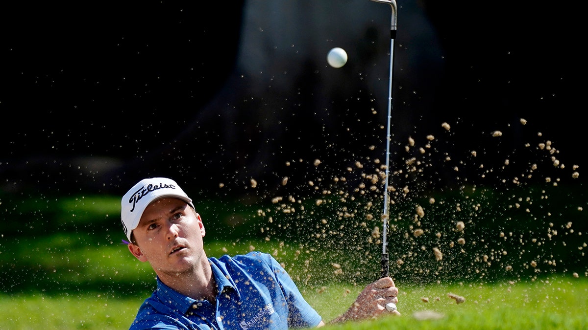 Russell Henley hits out of the first bunker during the third round of the Sony Open golf tournament, Saturday, Jan. 15, 2022, at Waialae Country Club in Honolulu. 