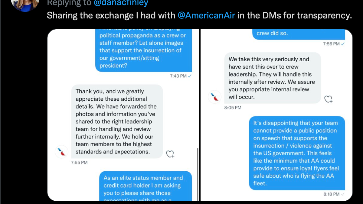 American Airlines pilot 'Let's Go Brandon' sticker Twitter