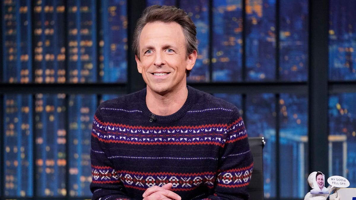 Seth Meyers smiles on NBC late show