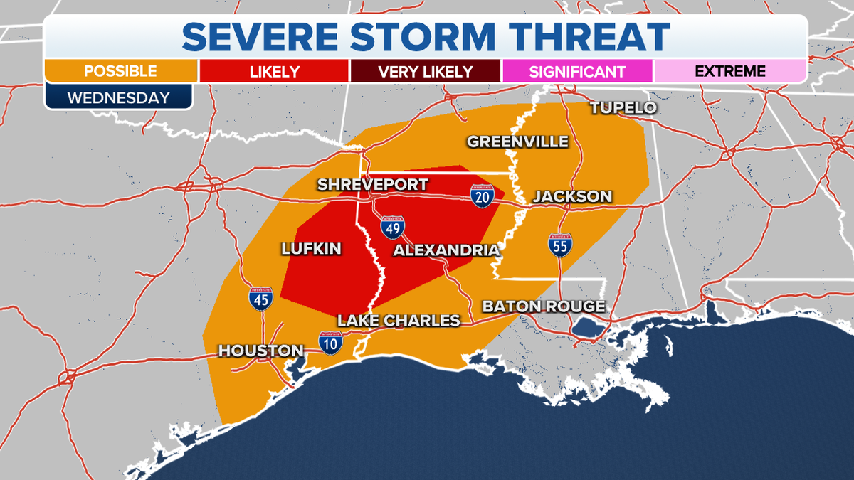 Southern severe storm threat